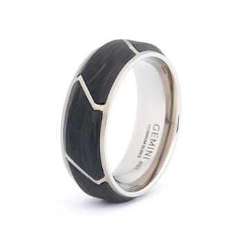 8 mm Titanring mit geschmiedetem Carbon-Finish - Carus Silver